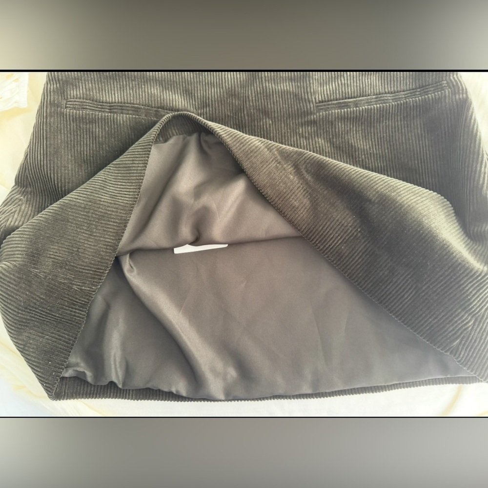 Zara NWT Dark Green Corduroy Mini Skirt Size L Lined Side Zip Fal - Picture 10 of 10